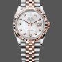 Super Clone Unisex's Rolex Day Date 36-128238 0051, Yellow Gold, Pave Rainbow Diamond Dial, Fluted Bezel Diamond