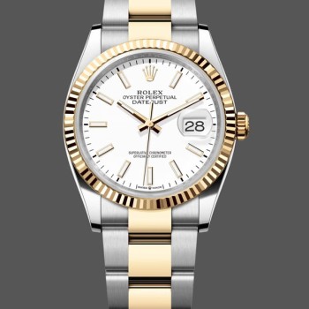 Super Clone Women's Rolex Datejust 36mm Unisex-126233 0020-White Index Dial White