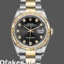 Super Clone Unisex's Rolex Datejust 36mm Unisex-126233-Black Diamond Dial-Fluted Bezel Black