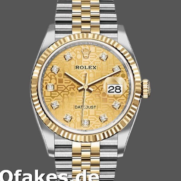 Super Clone Unisex's Rolex Datejust 36mm Unisex-126233-Champagne Jubilee Dial-Fluted Bezel Champagne
