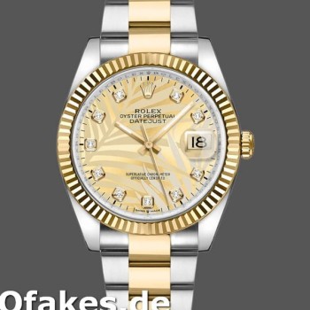 Super Clone Unisex's Rolex Datejust 36mm Unisex-126233-Golden Palm Motif Dial Golden