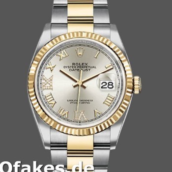 Super Clone Unisex's Rolex Datejust 36mm Unisex-126233-Silver Roman Numeral Dial Silver