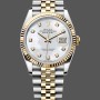 Super Clone Unisex's Rolex Datejust 36mm Unisex-126233-White MOP Diamond Dial-Fluted Bezel MOP