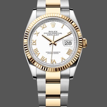 Super Clone Unisex's Rolex Datejust 36mm Unisex-126233-White Roman Dial White