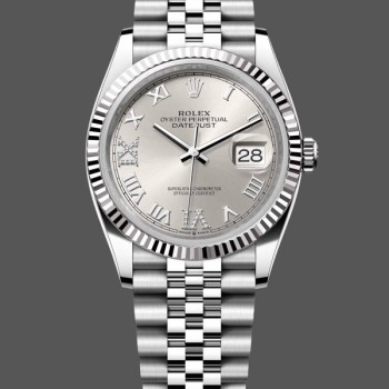 Super Clone Unisex's Rolex Datejust 36mm Women's-126234 0029-Silver Diamond Roman Dial Silver