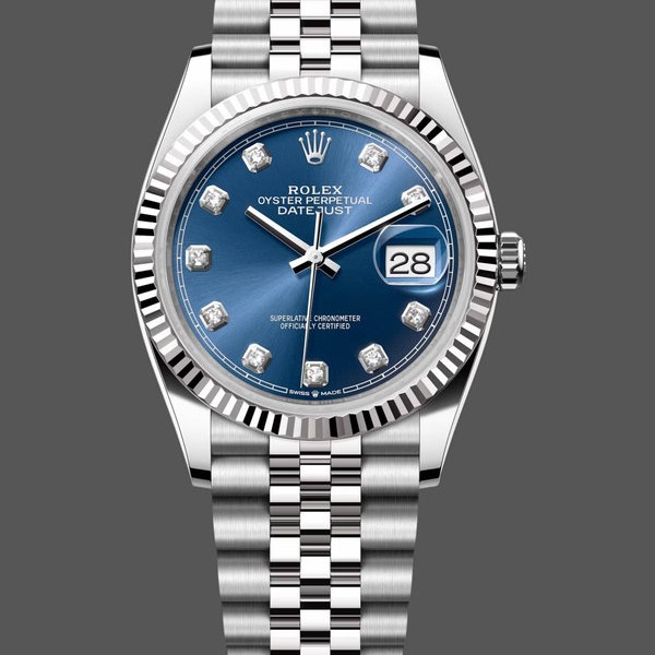 Super Clone Unisex's Rolex Datejust 36mm Unisex-126234-Blue Diamond Dial Blue