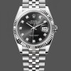 Super Clone Unisex's Rolex Datejust 36mm Unisex-126234-Fluted Bezel-Black Diamond Dial Black