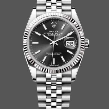 Super Clone Unisex's Rolex Datejust 36mm Unisex-126234-Fluted Bezel-Black Index Dial Black&nbsp;