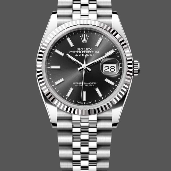 Super Clone Unisex's Rolex Datejust 36mm Unisex-126234-Fluted Bezel-Black Index Dial Black&nbsp;