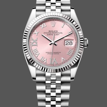 Super Clone Unisex's Rolex Datejust 36mm Unisex-126234-Fluted Bezel-Pink Roman Dial Pink