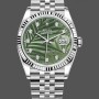 Super Clone Unisex's Rolex Datejust 36mm Unisex-126234-Olive Green Palm Motif Dial Green