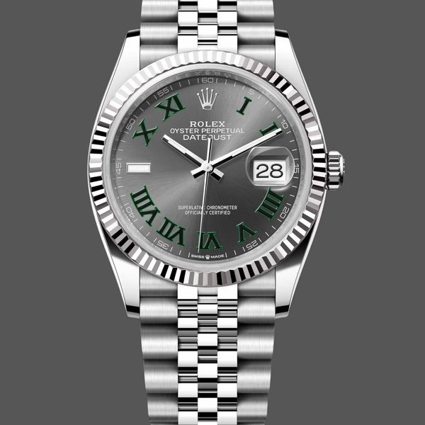Super Clone Unisex's Rolex Datejust 36mm Unisex-126234-Slate Grey Wimbledon Dial Grey