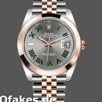 Super Clone Men's Rolex Datejust 41mm Men's-126301-Rose Gold-Slate Grey Wimbledon Dial Grey