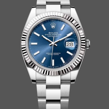 Super Clone Men's Rolex Datejust 41mm Men's-126334 0001-Fluted Bezel-Blue Dial Blue