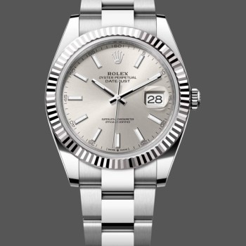 Super Clone Men's Rolex Datejust 41mm Men's-126334 0003-Fluted Bezel-Silver Dial Silver