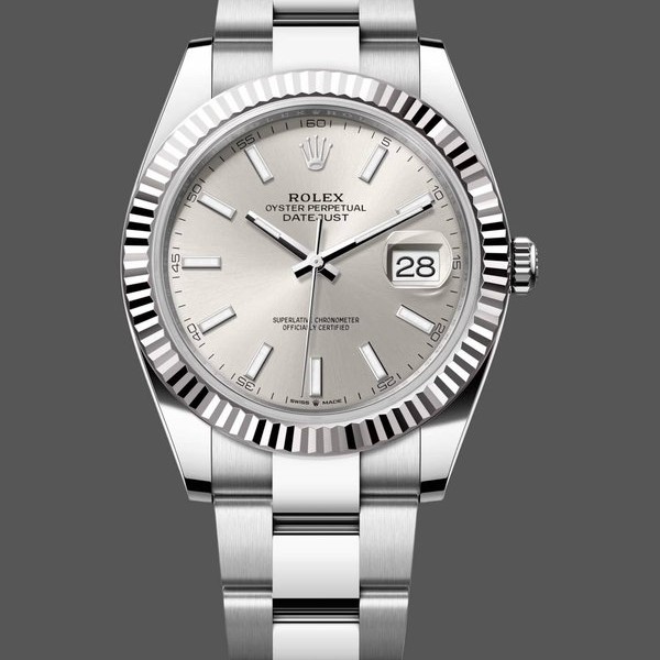 Super Clone Men's Rolex Datejust 41mm Men's-126334 0003-Fluted Bezel-Silver Dial Silver
