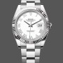 Super Clone Men's Rolex Datejust 41mm Men's-126334 0023-Fluted Bezel-White Roman Numeral Dial White