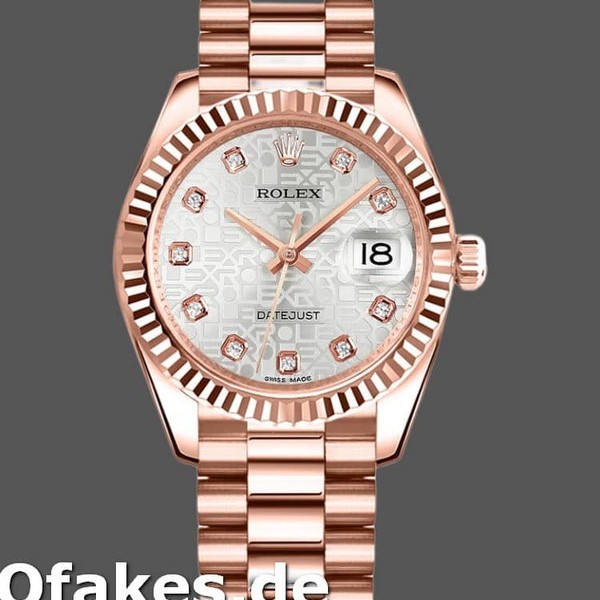 Super Clone Women's Rolex Datejust-178275, 31mm, Everose Gold Jubile Silver Dial, Lady Silver