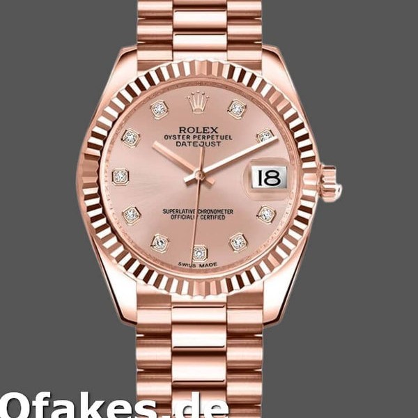 Super Clone Women's Rolex Datejust 31mm Women's-178275-Pink Diamond Dial-Rose Gold Pink