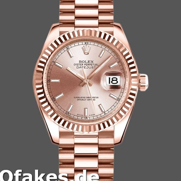 Super Clone Women's Rolex Datejust 31mm Women's-178275-Pink Index Dial-Rose Gold Pink