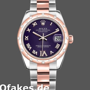 Super Clone Women's Rolex Datejust 31mm Women's-178341-Purple Roman Numeral Dial Purple