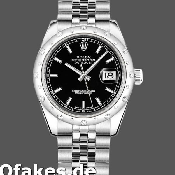 Super Clone Women's Rolex Datejust 31mm Women's-178344-Black Dial-Stainless Steel Black