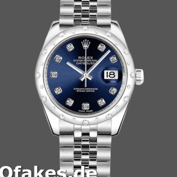 Super Clone Women's Rolex Datejust 31mm Women's-178344-Blue Diamond Dial-Jubilee Bracelet Blue