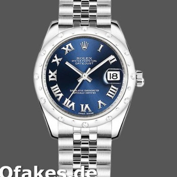 Super Clone Women's Rolex Datejust 31mm Women's-178344-Blue Roman Dial-Jubilee Bracelet Blue