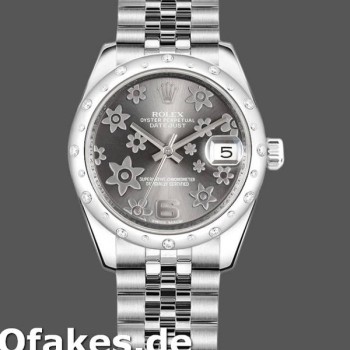 Super Clone Women's Rolex Datejust 31mm Women's-178344-Rhodium Grey Floral Motif Dial Grey