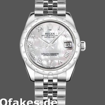 Super Clone Women's Rolex Datejust 31mm Women's-178344-White Mother‑of‑Pearl Diamond Dial MOP