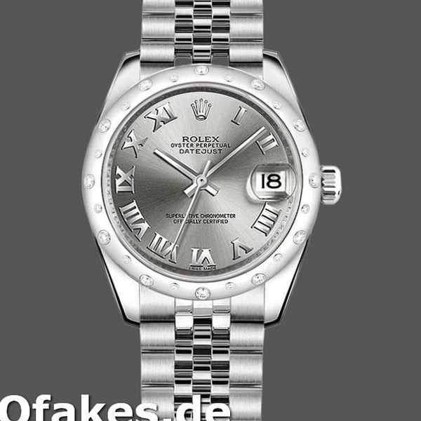 Super Clone Women's Rolex Datejust 31mm Women's-178344-Rhodium Grey Dial-Jubilee Bracelet Grey