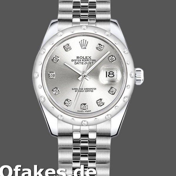 Super Clone Women's Rolex Datejust 31mm Women's-178344-Silver Diamond Dial-Stainless Steel Silver<br />