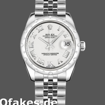 Super Clone Women's Rolex Datejust 31mm Women's-178344-White Roman Numeral Dial-Stainless Steel White
