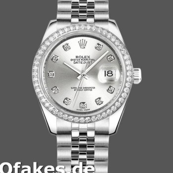 Super Clone Women's Rolex Datejust-178384, 31mm, Silver Diamonds Dial, Diamond Bezel, Lady Silver