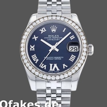 Super Clone Women's Rolex Datejust 31mm Women's-178384-Blue Diamond Dial-Stainless Steel Blue
