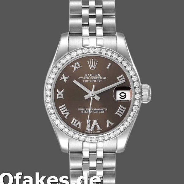 Super Clone Women's Rolex Datejust 31mm Women's-178384-Brown Diamonds Dial-Stainless Steel Brown<br />