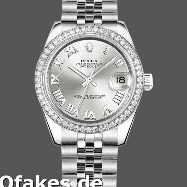 Super Clone Women's Rolex Datejust 31mm Women's-178384-Silver Roman Dial-Stainless Steel Silver<br />