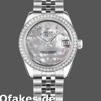 Super Clone Women's Rolex Datejust 31mm Women's-178384-White Mother‑of‑Pearl Dial-Diamonds MOP