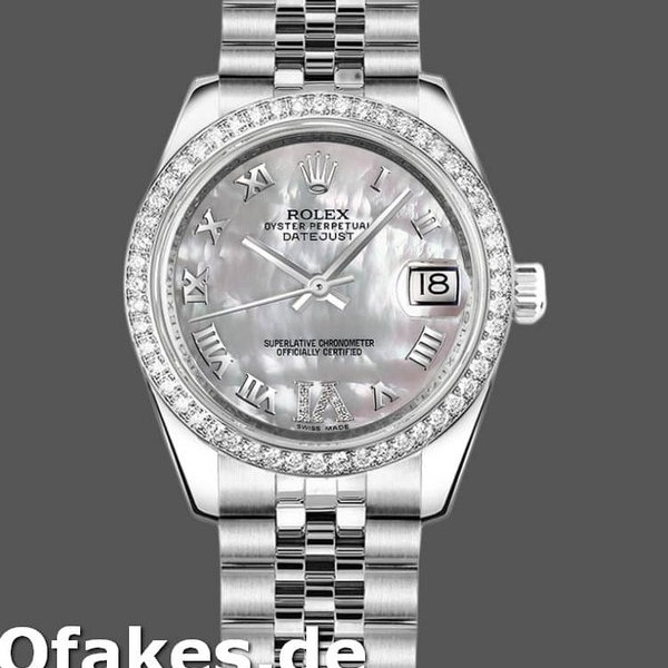 Super Clone Women's Rolex Datejust 31mm Women's-178384-White Mother‑of‑Pearl Dial-Diamonds MOP
