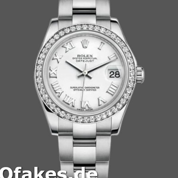 Super Clone Women's Rolex Datejust 31mm Women's-178384-White Roman Numeral Dial White