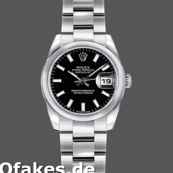 Super Clone Women's Rolex Datejust 26mm Women's-179160-Black Index Dial-Domed Bezel Black