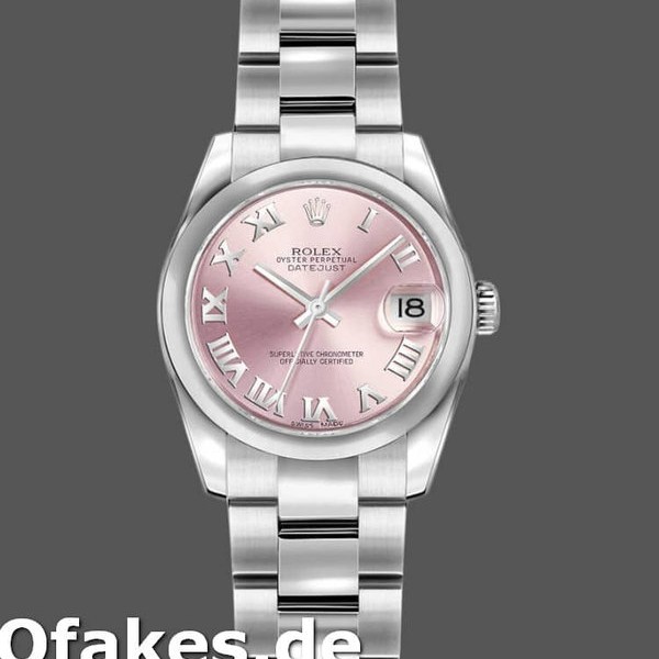 Super Clone Women's Rolex Datejust 26mm Women's-179160-Pink Roman Dial-Oyster Bracelet Pink