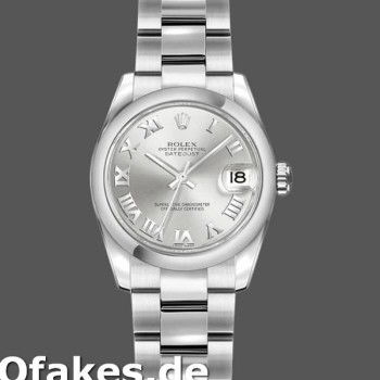 Super Clone Women's Rolex Datejust 26mm Women's-179160-Silver Roman Dial-Oyster Bracelet Silver