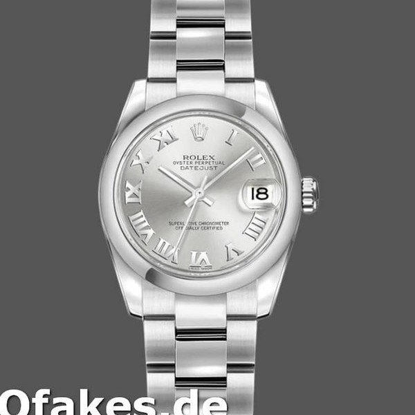 Super Clone Women's Rolex Datejust 26mm Women's-179160-Silver Roman Dial-Oyster Bracelet Silver