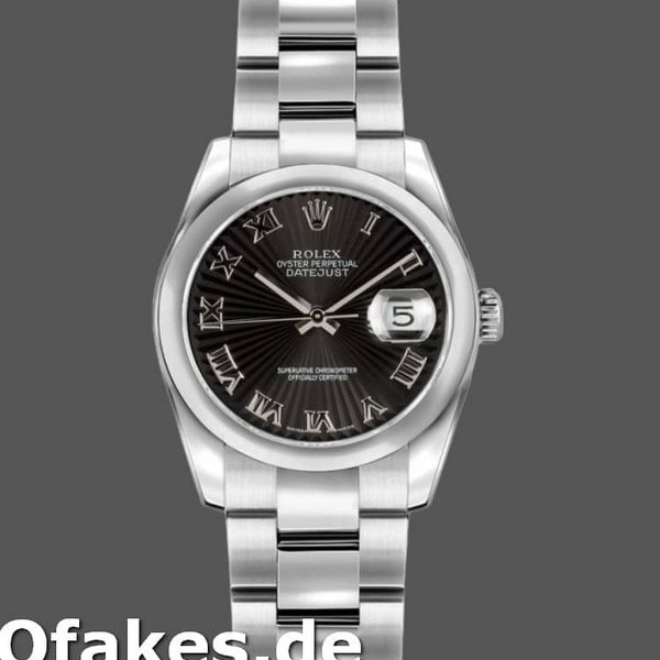 Super Clone Women's Rolex Datejust 26mm Women's-179160-Black Roman Dial-Sunbeam-Oyster Bracelet Black