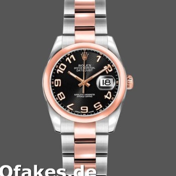 Super Clone Women's Rolex Datejust 26mm Women's-179161-Black Concentric Circle Dial-Stainless Steel & Everose Gold Black