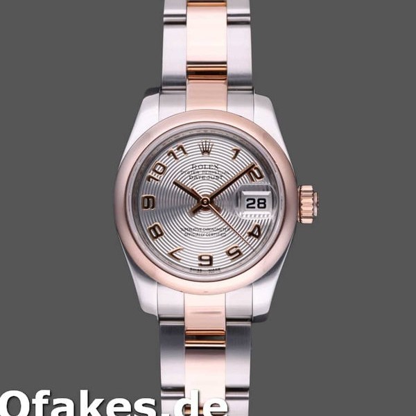 Super Clone Women's Rolex Datejust 26mm Women's-179161-Silver Concentric Circle Dial-Stainless Steel & Everose Gold Silver