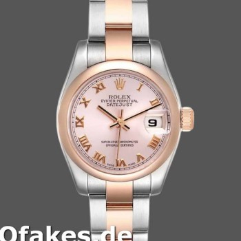 Super Clone Women's Rolex Datejust 26mm Women's-179161-Pink Roman Dial-Stainless Steel & Everose Gold Pink