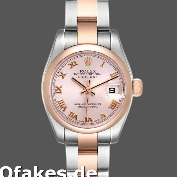 Super Clone Women's Rolex Datejust 26mm Women's-179161-Pink Roman Dial-Stainless Steel & Everose Gold Pink