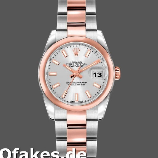 Super Clone Women's Rolex Datejust 26mm Women's-179161-Silver Index Dial-Stainless Steel & Everose Gold Silver